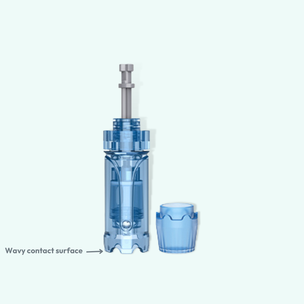 Wavy contact surface & needle protection cap of 24 Pin Replacement Cartridges for A9W PowerDerm