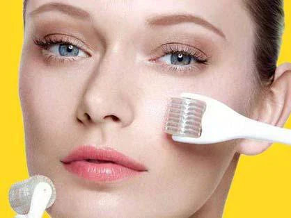 Woman using Derma roller
