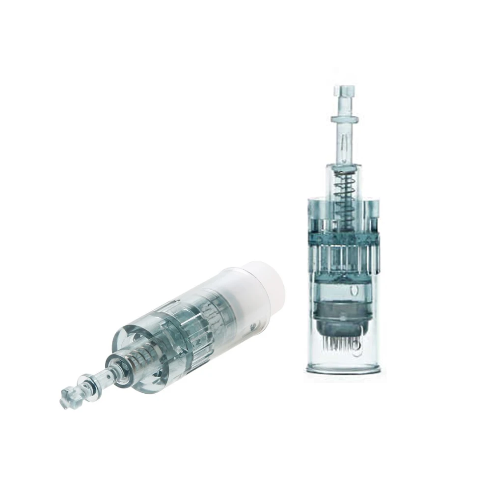 two Dr pen M8 microneedling pin cartridge standing and flat view