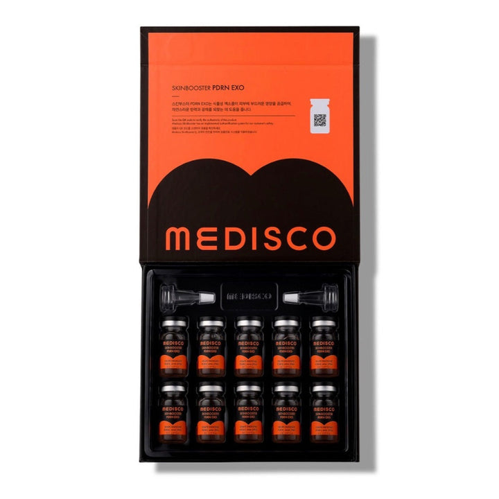 Medisco Skinbooster PDRN EXO opened packaging, showcasing the vials and applicators