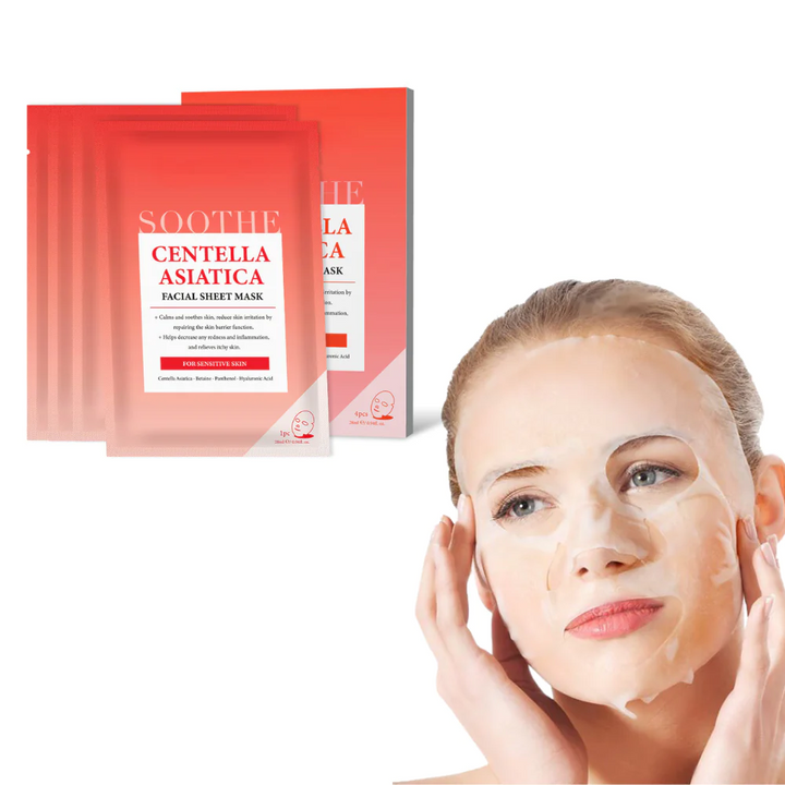 Women applying Centella Asiatica Soothing Facial Mask on her face