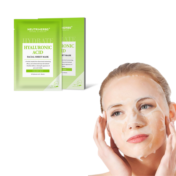 Women applying 4D Hyaluronic Acid Facial Mask on her face