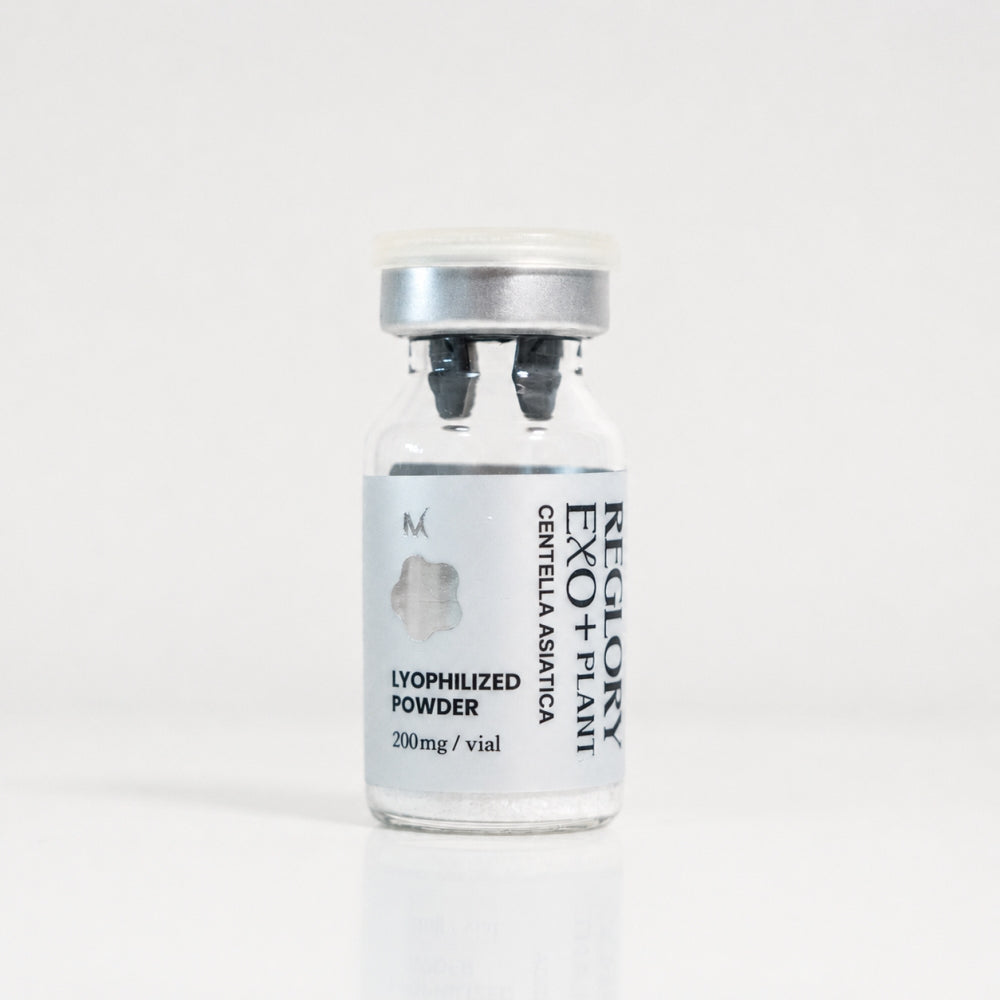 Reglory EXO+Plant Centella Asiatica lyophilized powder vial, 200mg, on a white studio background