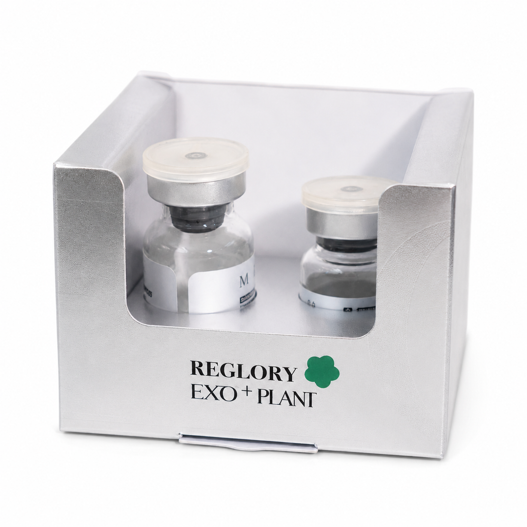 Reglory EXO+Plant Centella Asiatica open display box with two vials on a white studio background
