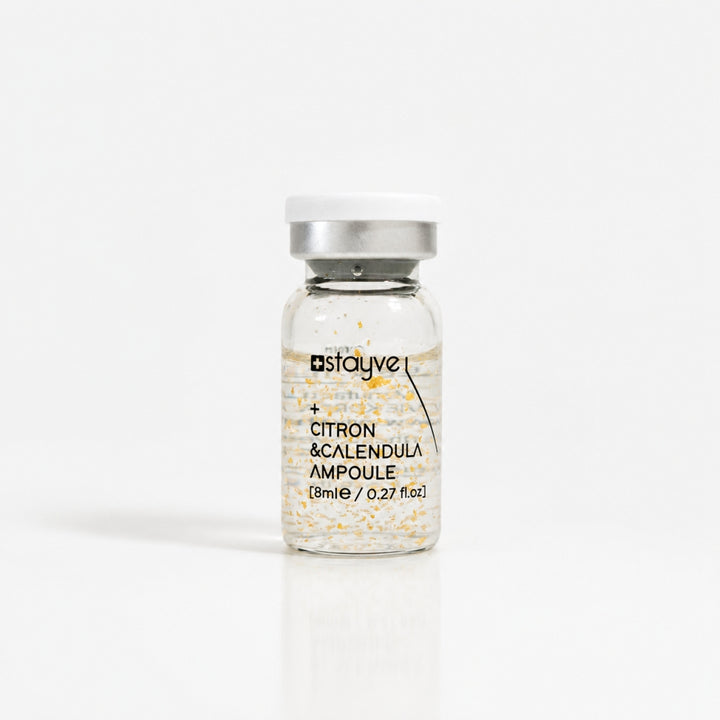 Stayve Citron and Calendula Ampoule vial with clear formula and botanical particles