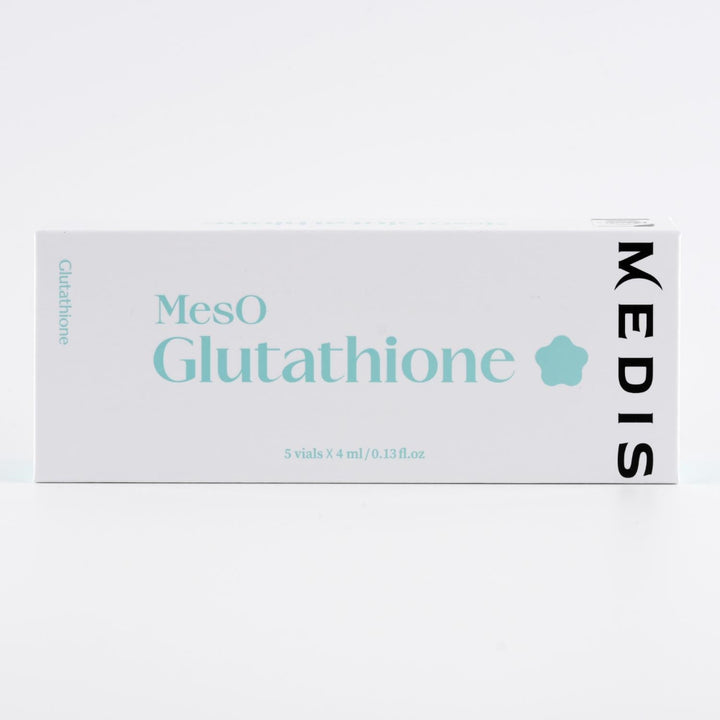 Single Medisco MesO Glutathione Ampoule vial  on a white background.