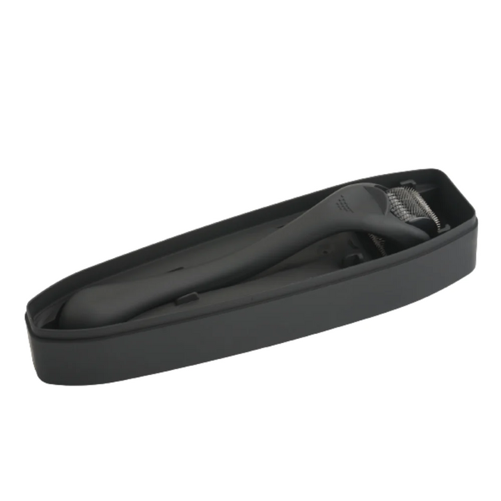 beard growth derma roller with protection case opened