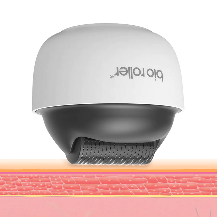 Close up image on Bio Roller G4  needles on the outermost layers of your skin 