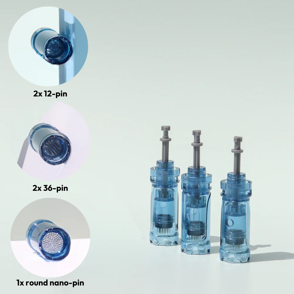 Dr. Pen A9 Face and Body Combo Cartridges (5-pack) includes 2 x 12 pin, 2 x 36 pin, 1 x round nano pin