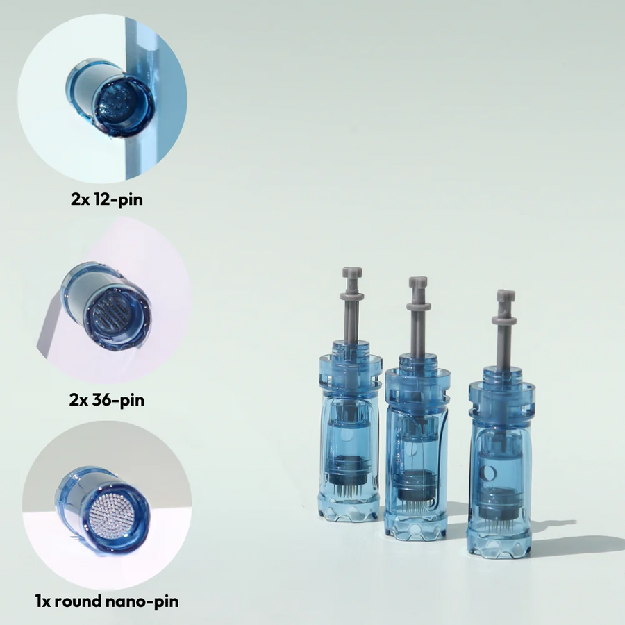 Dr. Pen A9 Face and Body Combo Cartridges (5-pack) includes 2 x 12 pin, 2 x 36 pin, 1 x round nano pin