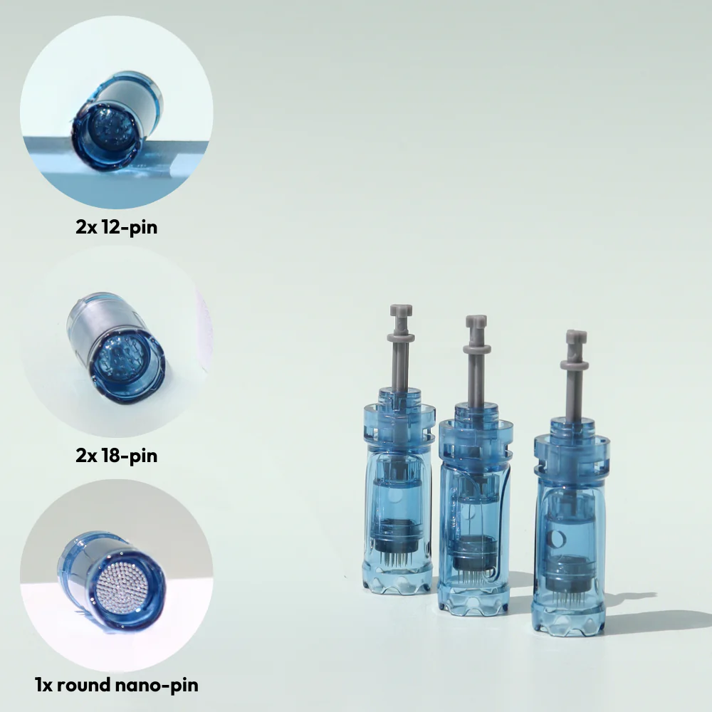  Dr. Pen A9 Face Combo Cartridge Pack includes 2 x 12 pin, 2 x 18 pin & 1 x round nano pin