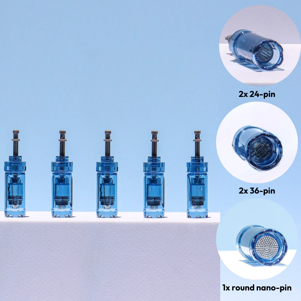 Dr. Pen M8S Body Combo Cartridges  includes 2 x 24 pin, 2 x 36 pin & 1 x round nano pin