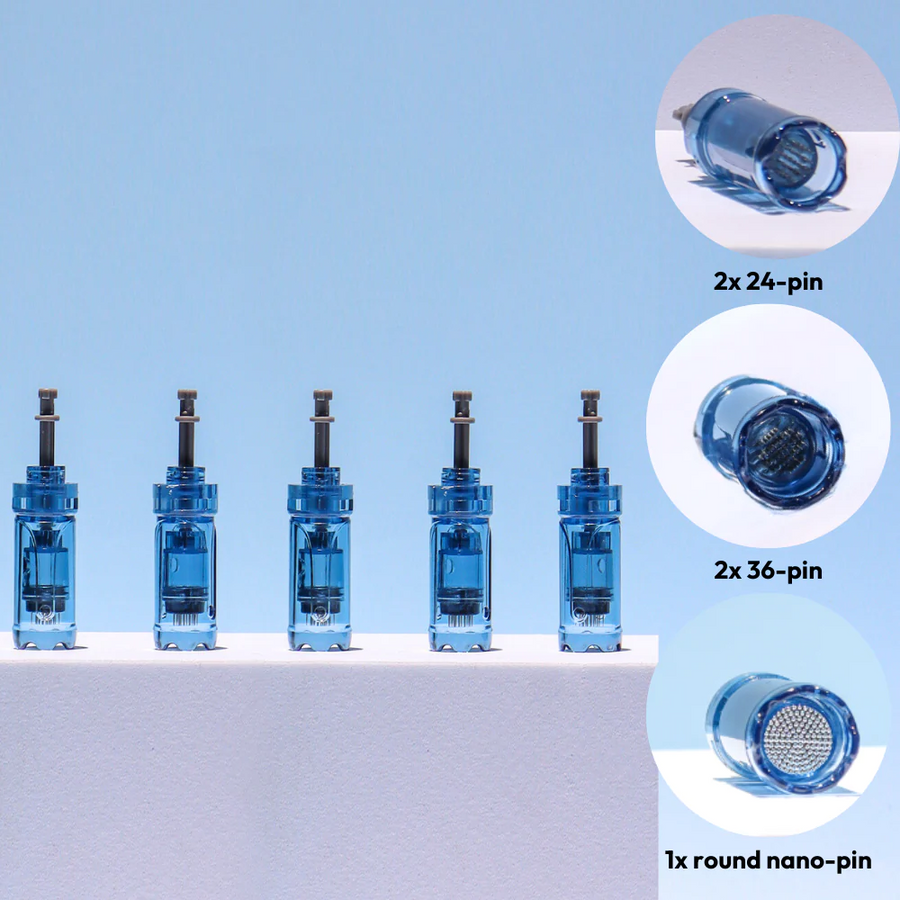 Dr. Pen M8S Body Combo Cartridges  includes 2 x 24 pin, 2 x 36 pin & 1 x round nano pin