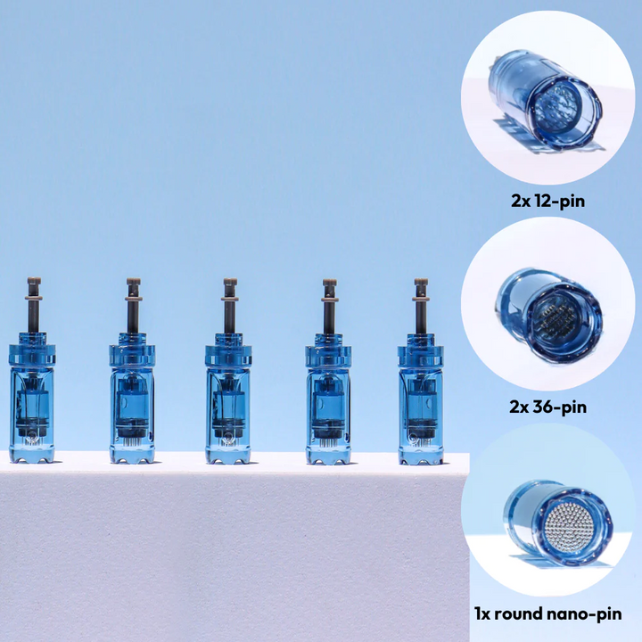 Dr. Pen M8S Face and Body Combo Cartridges includes 2 x 12 pin, 2 x 36 pin & 1 x round nano pin