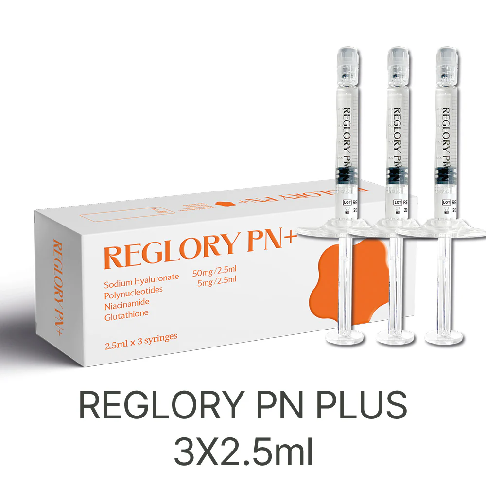 Reglory PN+ Skin Booster with 3 syringes and packaging box on a white background