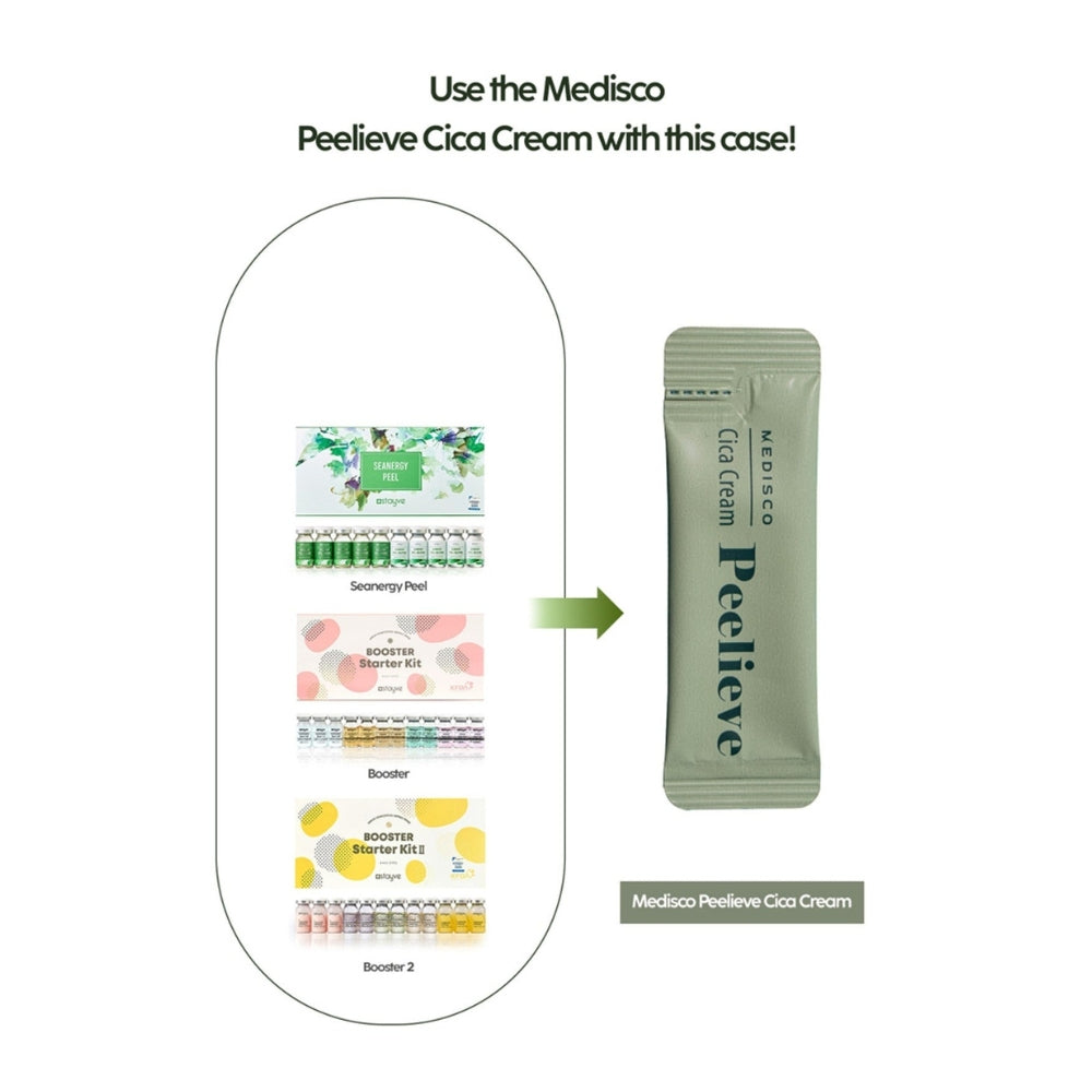 Medisco Peelieve Cica Cream recommended after Stayve Seanergy Peel treatment, or after applying Stayve Booster Ampoule